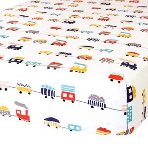 ADDISON BELLE 100% Cotton Fitted Crib Sheet - Trains